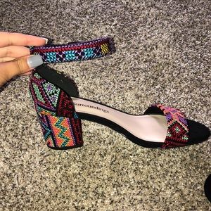 Multi-color chunky heels